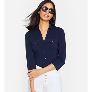 J. McLaughlin Brynn Lyford Jersey Shirt, Navy Blue, size L